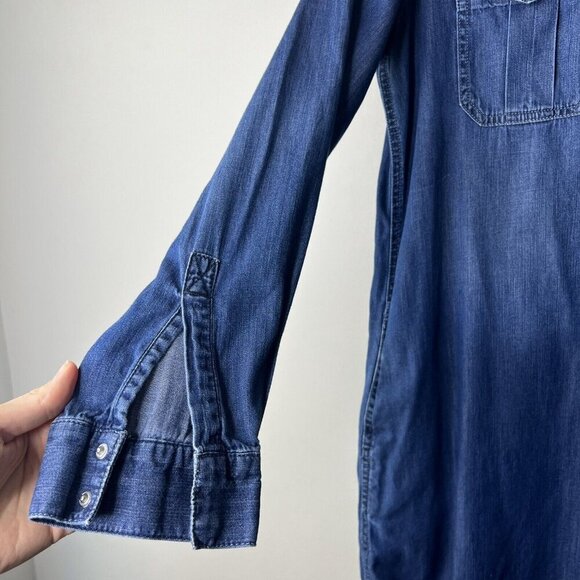 White House Black Market Denim Shirt Dress Sz 4 Jean Coastal Cowgirl - Picture 3 of 8